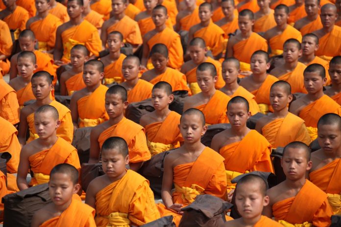 Buddhist Bhikshu in bodh gaya